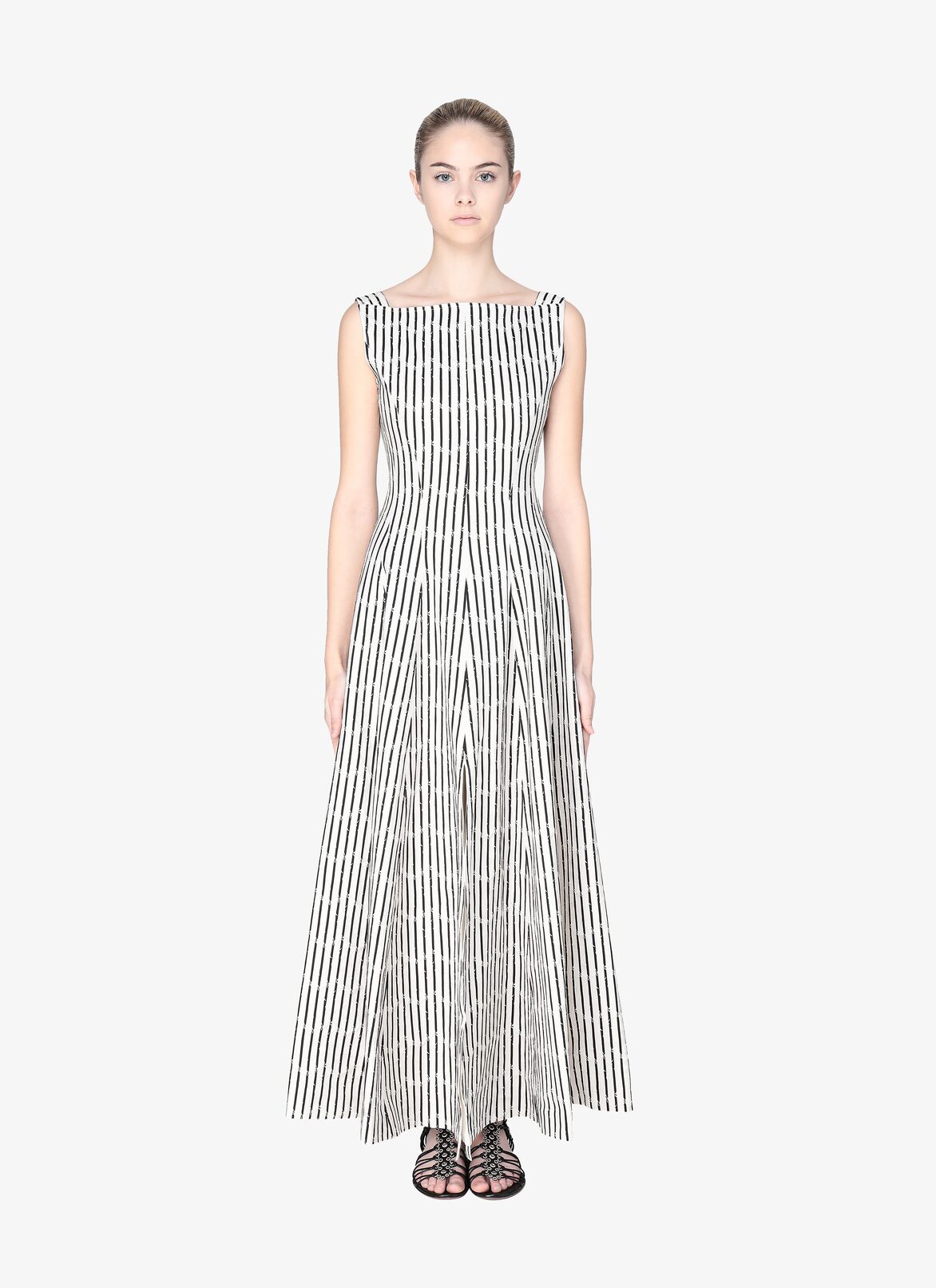 SLEEVELESS DRESS TRIANON IVORY/BLACK ALAÏA IVORY/BLACK SLEEVELESS DRESS TRIANON IVORY/BLACK